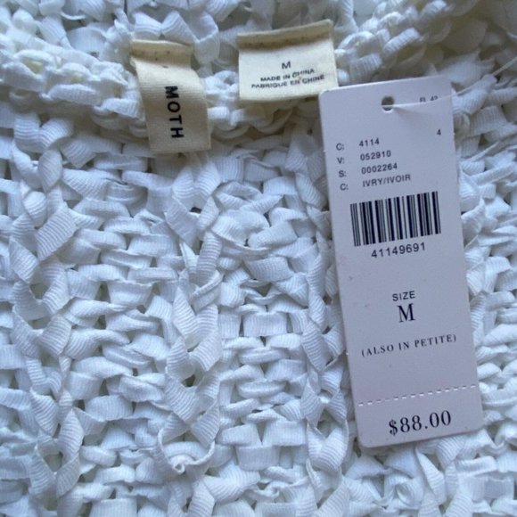 Anthropologie Moth Braided White Top Mock Neck Sleeveless Top Size Medium NWT - Picture 10 of 12